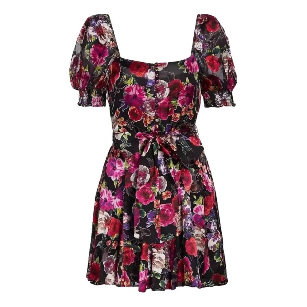 Alice + Olivia Mina Belted Floral Mini Dress, size small